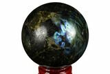 Flashy, Polished Labradorite Sphere - Great Color Play #180621-1